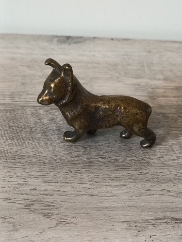 Miniature solid brass dog - solid,