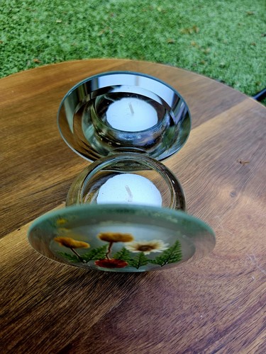 Vintage glass tea light - glass, candle