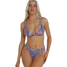 Wolf & Whistle Emery High Waist Blue Bikini Brief Bottoms Swimwear Women’s Beach