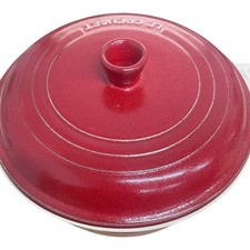 Le Creuset Dish Casserole Oven Cast Iron 26cm Circular Red Cream Vintage Pot 