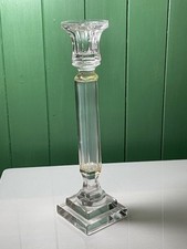 CLASSICAL STYLE FLUTED COLUMN, STEPPED SQUARE FOOTED CRYSTAL GLASS CANDLESTICK