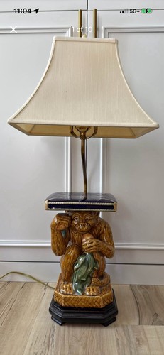 Majolica monkey lamp - majolica,