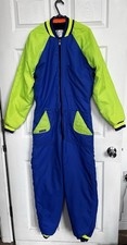 Vintage 3M Thinsulate Blue & Neon Green Ski Suit Size XS Retro 80s/90s Ski Suit