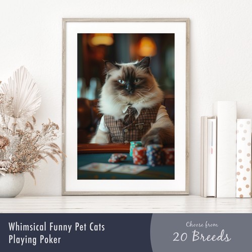 Cats playing poker - poker, portrait