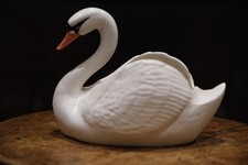 Mid-Century White Ceramic Swan