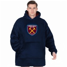 West Ham United FC Adults Oversized Hoodie Blanket - Sherpa Fleece Lined Officia