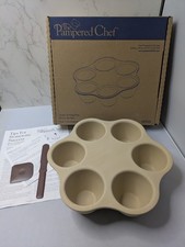 Pampered Chef Single Servings Pan Jumbo Muffin Stoneware. USA made. New in box