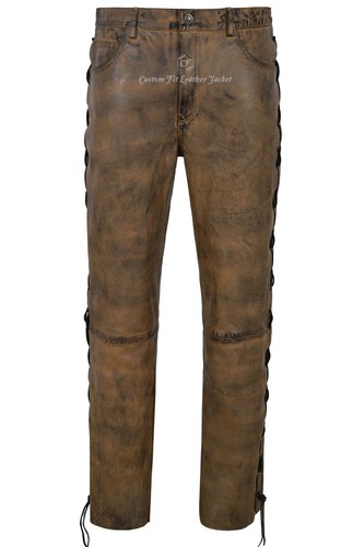 Men biker leather trouser - biker,