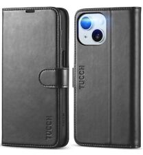 TUCCH Case for iPhone 15 PU Leather Wallet Mobile Case,Card slot,Kickstand Black