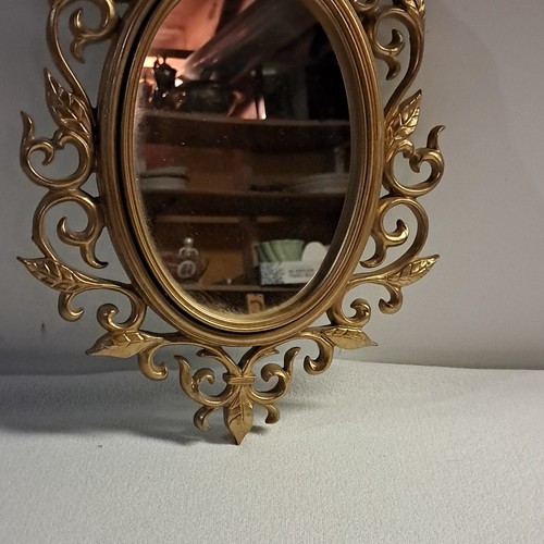 Ornate gold oval wall mirror - wall,
