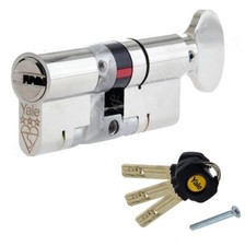YALE PLATINUM 3 STAR YS3-4040NT thumbturn EURO BARREL LOCK 3 KEYS Nickel 80mm