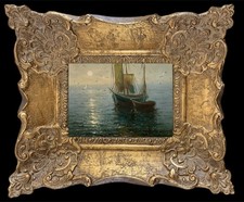 Framed Original Oil Painting On Canvas Seascape Signed By The Artist