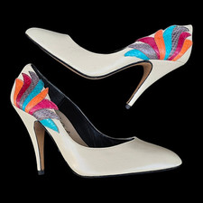 Vintage 80s VTG ZANDRA RHODES sexy SKYSCRAPER Stiletto High Heel Court Shoes 5 