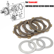 7x Clutch Friction & Steel Plates Set For Kawasaki KM100A KH100 KE100 KD80 MINI