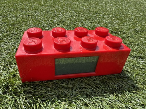 Lego brick alarm - clock, red