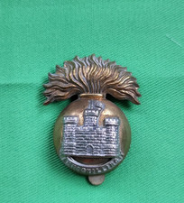Inniskilling Fusiliers bi-metal cap badge with slider