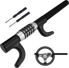 Tevlaphee Steering Wheel Lock, 5-Digit Keyless Combination Anti-Theft Device, He