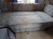 Meridian U Shape Sofa Storage Bed in Platinum Grey Chenille | Customer Return