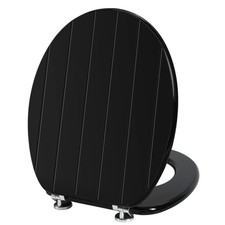 Angel Shield Grooved Black Antibacterial Wooden  Toilet Seat
