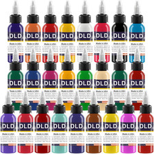 DLD 25-Bottle Professional Tattoo Ink Set - Vegan, Non-Toxic, 0.5 Oz Each