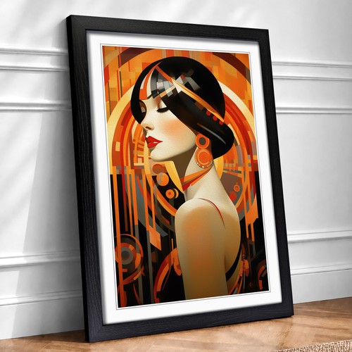 Art deco woman - deco, framed
