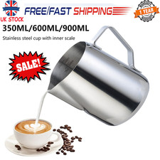 Metal Drink Mug Stainless Steel Milk Pour Pot Frothing Jug Frother Coffee Cup UK
