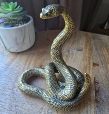 Snake Ornament, Reptile Serpent Sculpture Figurine, Gold Effect Resin