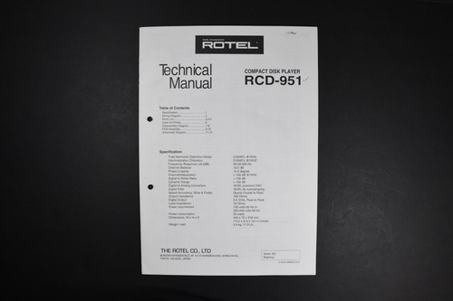 Rotel rcd 951 compact disc - rcd-951,
