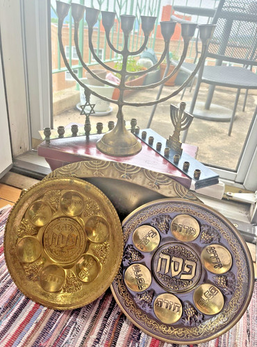 Vtg judaica brass lot - vtg, (6)