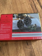 Christmas Set of 2 LED Pinecones Light Up Pine Cone Faux Candles Silver 15cms