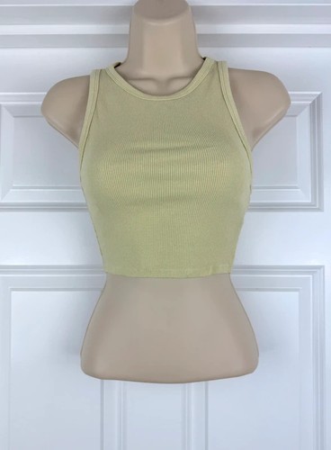 Zara light yellow ribbed crop - ribbed,