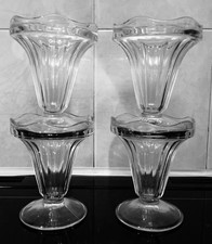 VINTAGE FRENCH LUMINARC 4 x FLUTED SUNDAE GLASSES ~ ICE CREAM/MILKSHAKE/DESSERT