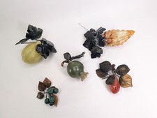 Vintage 5pcs Chinese Carved Fruit Jade Stone Agate Carnelian Dragon Fruit 