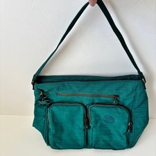 Kipling Tasmo Bag Handbag Dazzling Emerald Green Teal Acrylic Monkey Pockets VGC