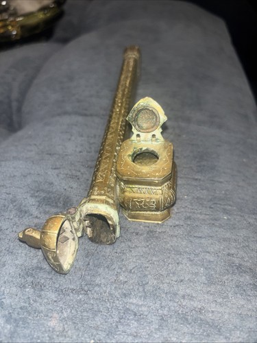Antique brass traveler quill - traveler,