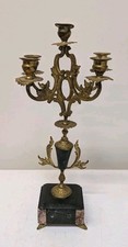 French Ornate Brass and Marble Candelabra 4 light Vintage