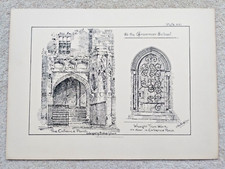 Entrance Porch of the Grammar School, Norwich, England - Antique Print - 1884