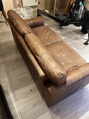 Brown leather seater sofa - brown, 2-seater