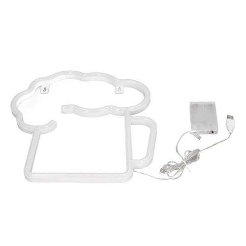Neon beer signs with - signs, white
