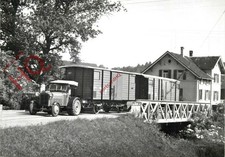 Picture Postcard; 1935 TRACTOR PULLING RAIL CARRIAGES