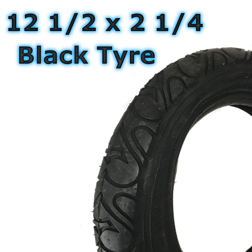 Black pram tyre - black, (62-203)