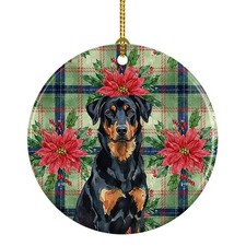 Beauceron Christmas Poinsettas Ceramic Ornament WDK8506CO1