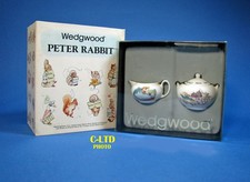 Vintage WEDGWOOD Bone China : PETER RABBIT Miniature CREAM & SUGAR ... Orig Box!