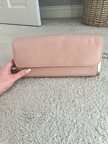 Pink faux leather shoulder bag - leather,