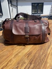 FOSSIL BROWN LEATHER FRAMED DOCTORS BAG DUFFLE BAG (NO SHOULDER STRAP)