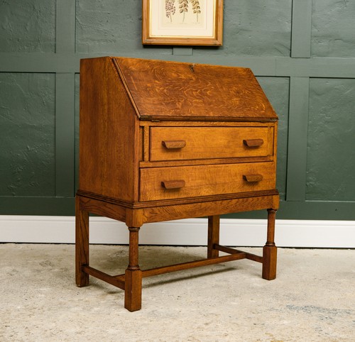 Vintage oak bureau - bureau, writing