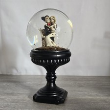 Gothic Halloween Decor Snow globe Black Glitter Bride And Groom