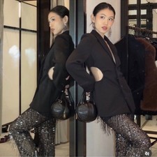 Zara Black Sheer Sequin Fringe