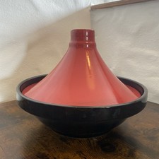 Moroccan Ceramic Tagine Large Glazed Non-stick Cooking pot Red and Black 