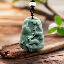 Green Real Jade Deer Pendant